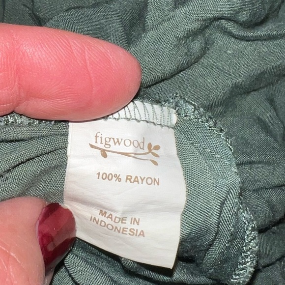 Figwood North Shore Green Ruffled Rayon Pull On Harem Pants Size Small - Picture 5 of 11